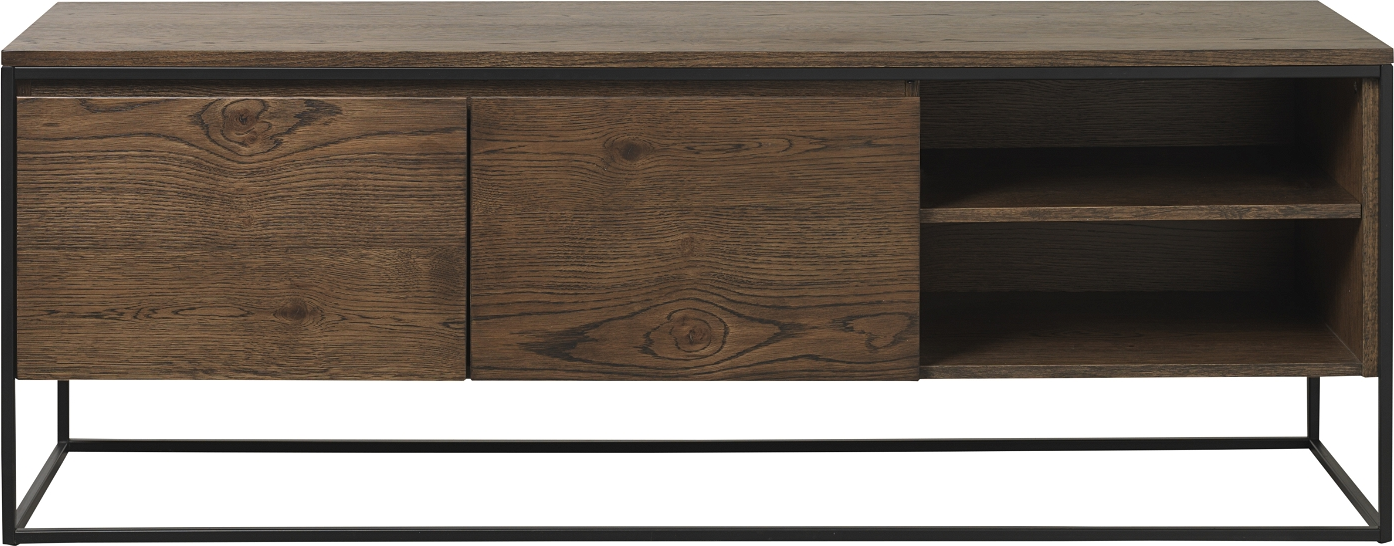 -bord Nordique Design Rivoli   Røget Egetræ   Sort Metalramme 155ã 42ã 55   Med   Låger   Hylder