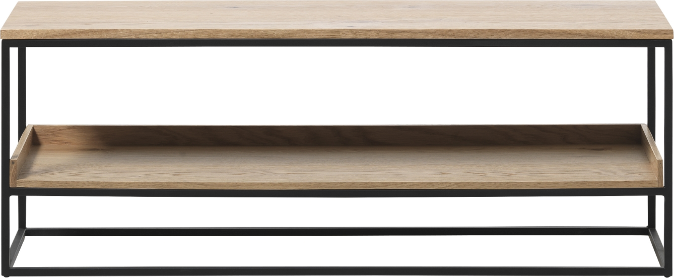 Entrébænk Nordique Design Rivoli Natur Med Opbevaring   Hvid Egetræ   Sort Metal   120x35x45