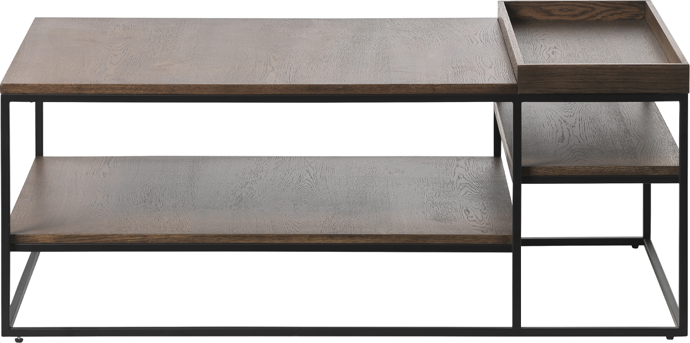 Sofabord Nordique Design Rivoli Kaffebord   Røget Egetræ   Metal Med Hylde H45x70x120