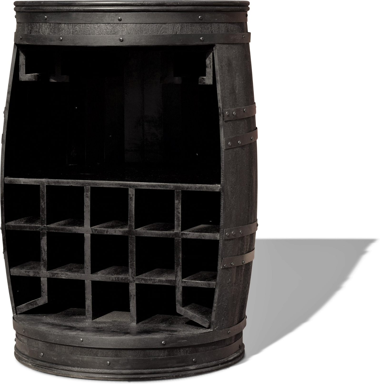 Vintønde Barskab Obuzi Rosey-black Rustic Mangotræ ø58   H90