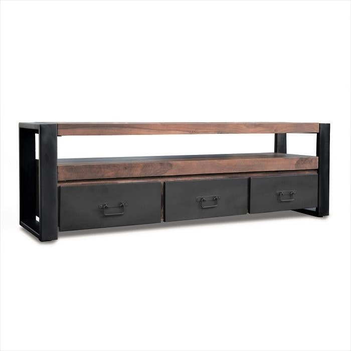 Obuzi Hayfay  -bord Med Skuffer 155x40x50     Massivt Rosentræ   Sort Jern