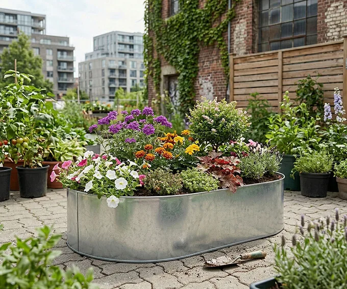 Ovalt Højbed   Galvaniseret Stål  54cm Højde  Uden Sneglekant