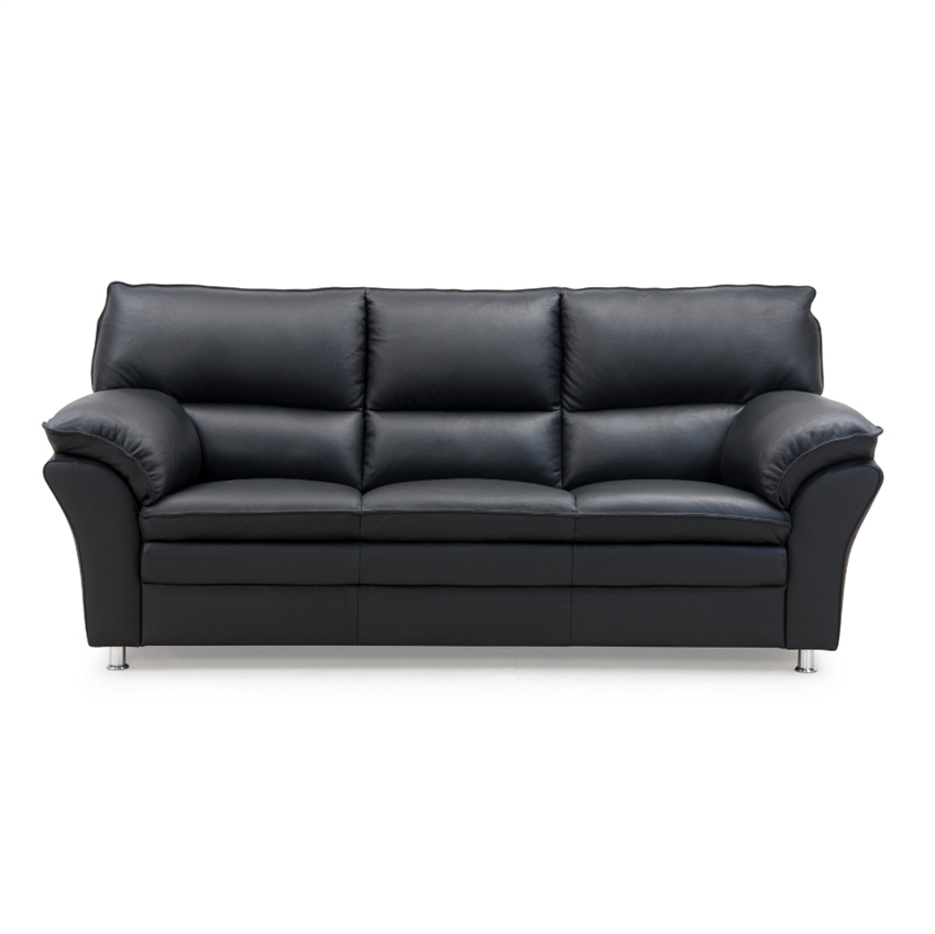 Hjort Knudsen Palma   Personers Sofa Sort Semi Spalt Læder    Stål Ben 215     97     Møbelsalg