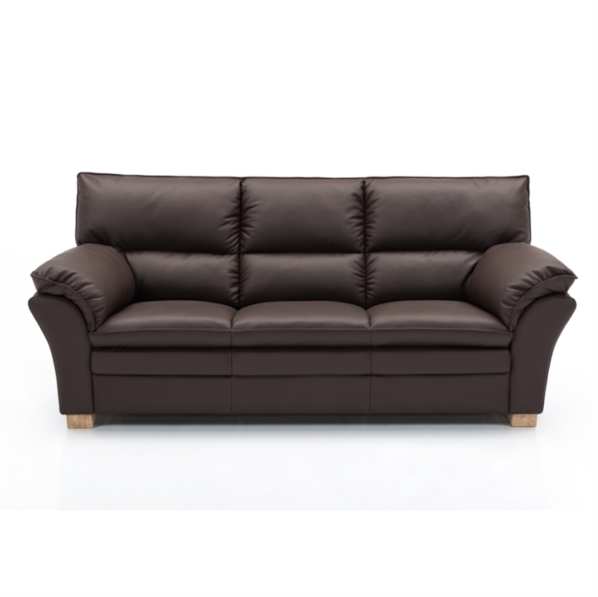 Hjort Knudsen Palma   Personers Sofa Mørkebrun Semi Spalt Læder    Ubehandlet Egetræ 215     97     Møbelsalg
