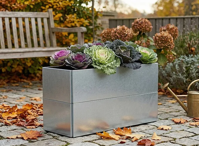 Plantekumme   Varmgalvaniseret Stål  120x40x50cm  Skjulte Hjul