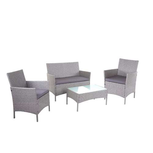 Polyrattan Havemøbler Gråt Polyrattan Loungesæt Grå  - -  Sofasæt