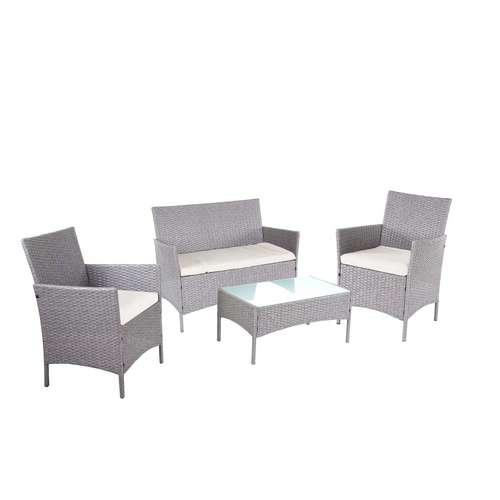 Polyrattan Havemøbler Gråt Polyrattan Loungesæt Grå - - Sofasæt