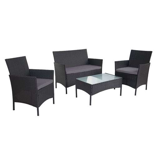 Polyrattan Havemøbler Sort Polyrattan Loungesæt Sort  - -  Sofasæt