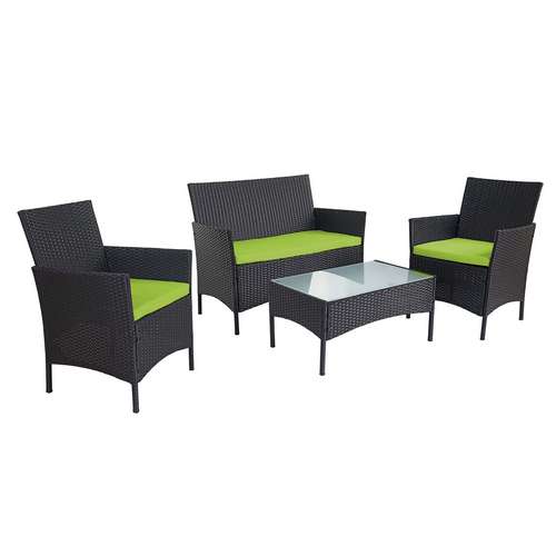 Polyrattan Havemøbler Sort Polyrattan Loungesæt Sort  - -  Sofasæt
