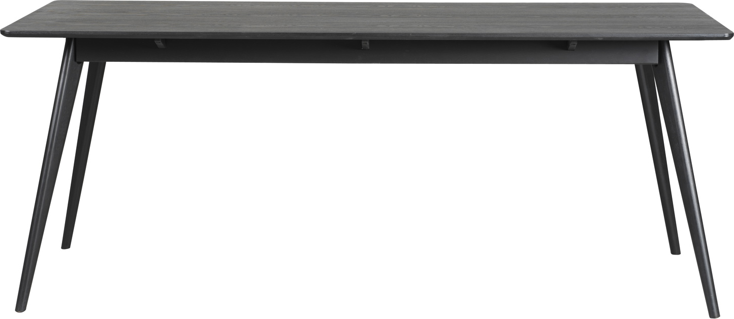 Spisebord Rowico Yumi Sortlakeret 190   90   Mdf-top Med Askefiner Massivt Gummitræben Nordisk Design