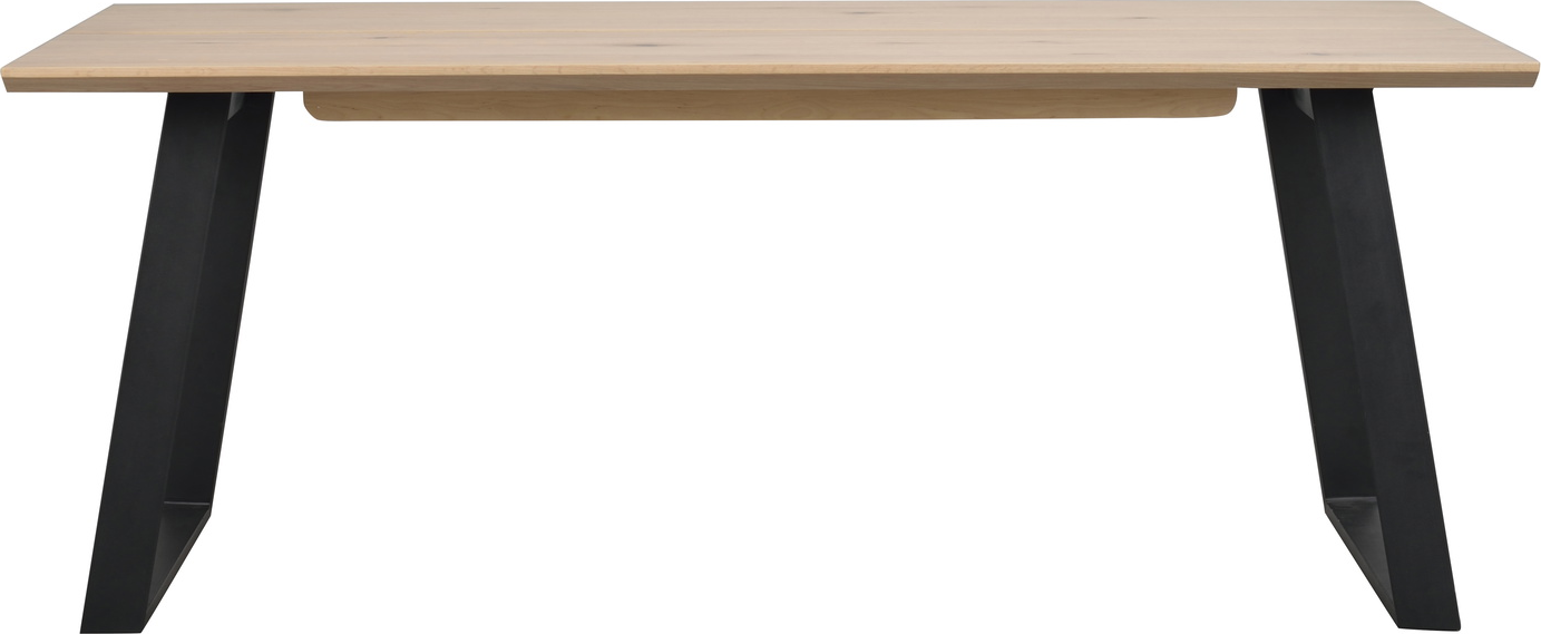 Spisebord Rowico Melville 210   95   75   Hvidkalket Egetræ   Sort Metal  Robust Finérbordplade  Kan Forlænges Til 310