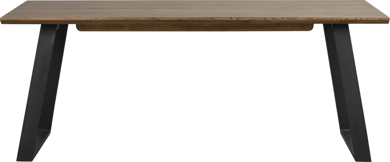 Spisebord Rowico Melville Lakeret Vildegefinér Med Pulverlakerede Metalben Lysebrun Sort 210ã 95ã 75