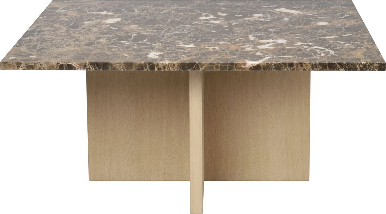 Sofabord Rowico Brooksville 90ã 90   Brun Brown Emperador-marmor Med Hvidvasket Mdf-stel