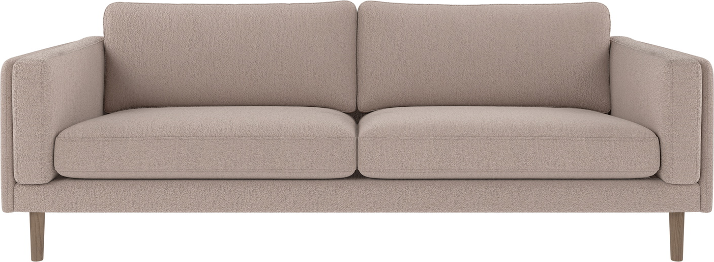 -personers Sofa Rowico Braden Lysebeige Med Hvidvaskede Egetræsben 216x87x78