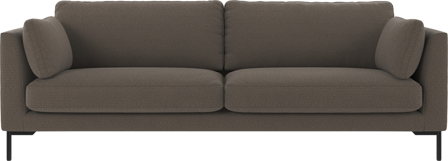 -personers Sofa Rowico Corwin Mellemgrå Rita Stof Med Sortlakerede Metalben 238x98x83