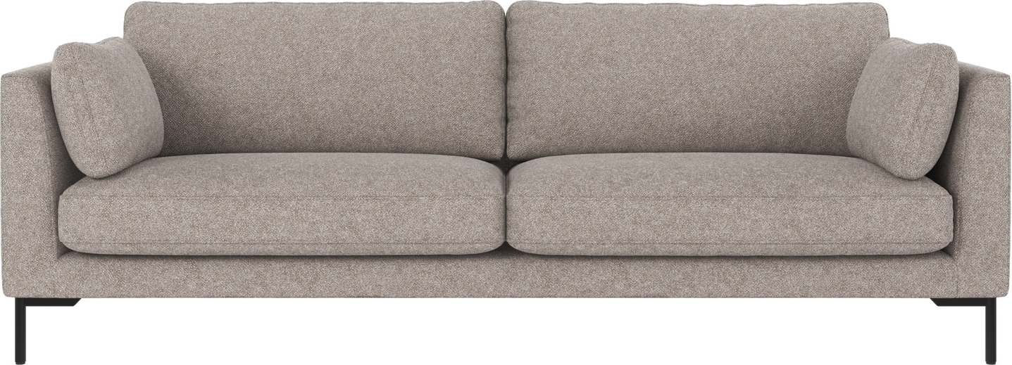 Rowico Corwin  -personers Sofa   Gråt Bobby-stof Med Sort Pulverlakeret Metalstel
