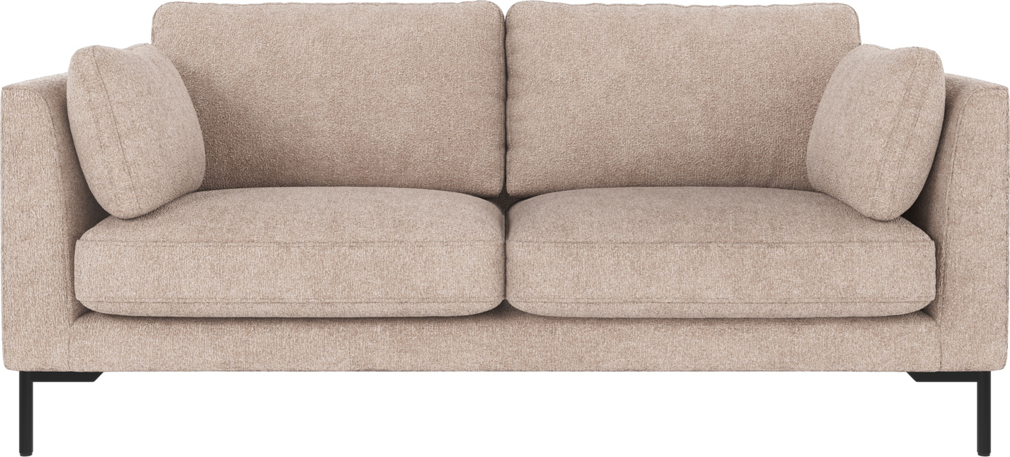 -personers Sofa Rowico Corwin Greg Lysebeige Stof Med Sorte Metalben B190xd98xh83