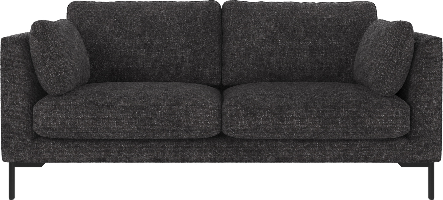 -personers Sofa Rowico Corwin Robin-stof Mørkegrå Med Sorte Metalben B190xd98xh83
