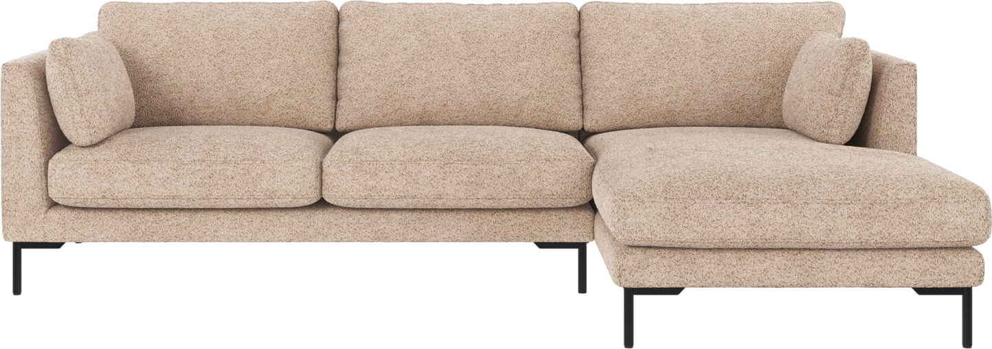 Rowico Corwin Chaiselongsofa Højrevendt Lysebeige Anna-stof H83xb270xd160