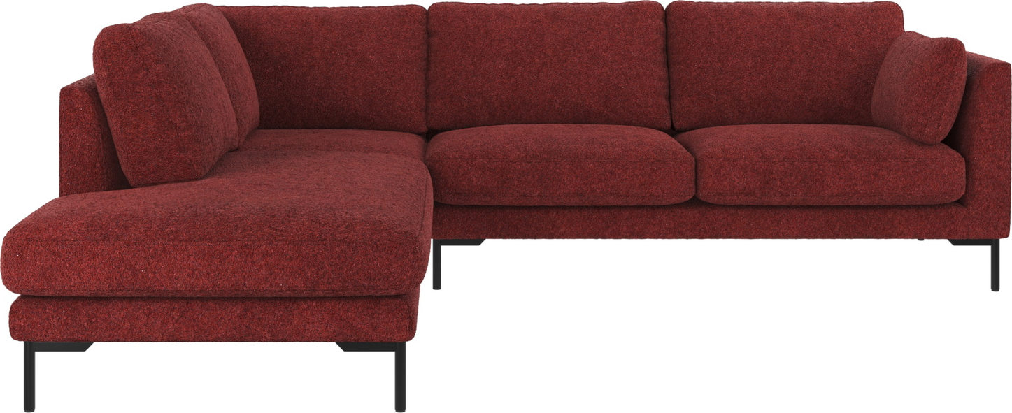 Hjørnesofa Rowico Corwin Venstrevendt 266x226   Dybrød Sort Anna  -stof Med Sortlakerede Metalben