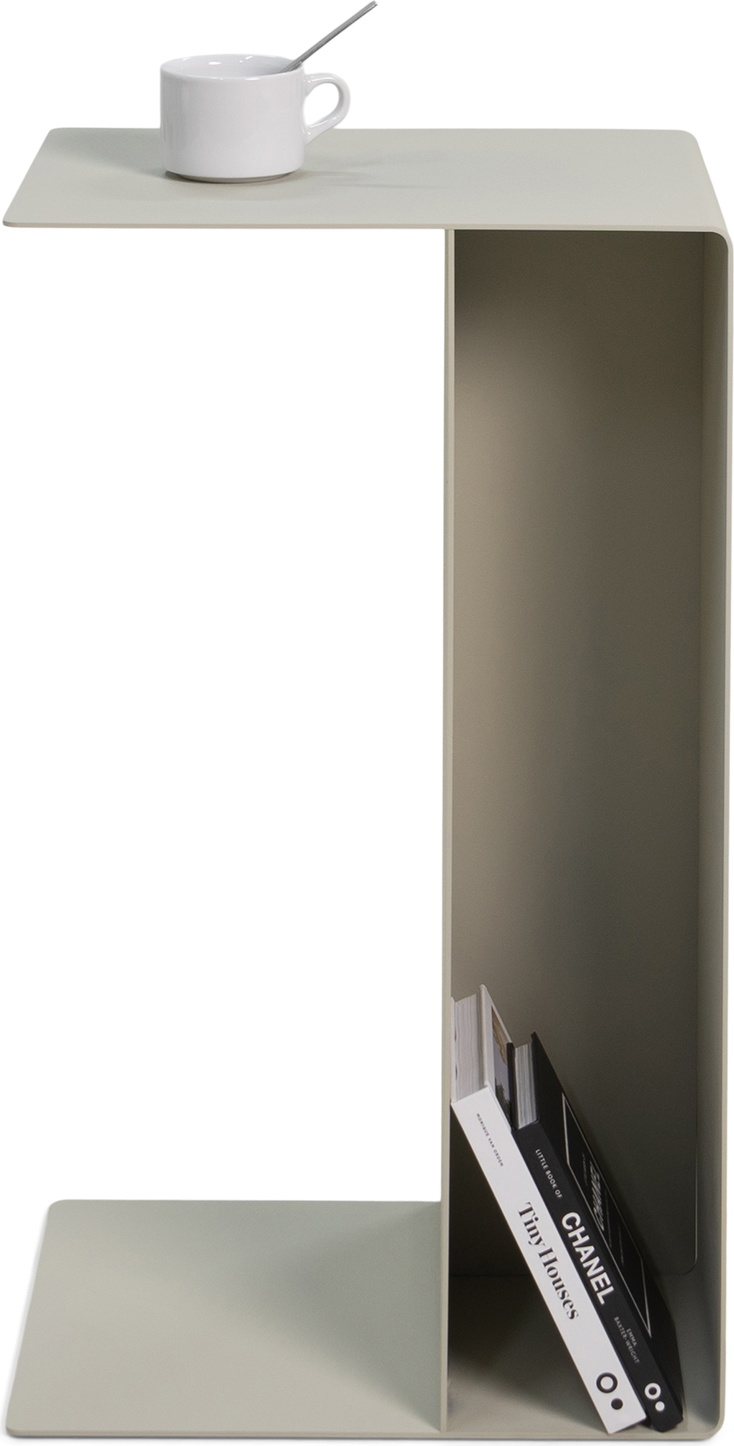 Spinder Design Slide Udendørs Sidebord   Sand Stål Med Hylde H68    B30    D40