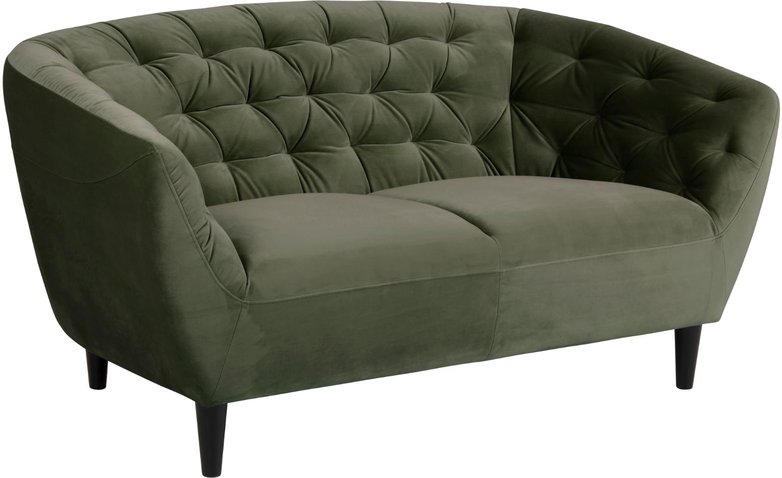 -personers Sofa Signature Vella Skovgrøn Vic-stof Faste Hynder Sorte Gummitræben B112ã D55ã H42