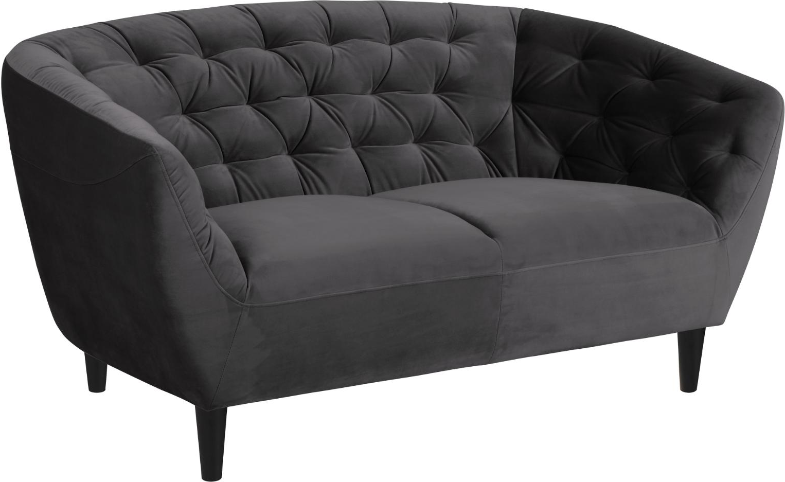 -personers Sofa Signature Vella  Mørkegrå Vic-stof  Kompakt B112ã D55ã H42    Fast Siddekomfort  Sorte Koniske Gummitræsben