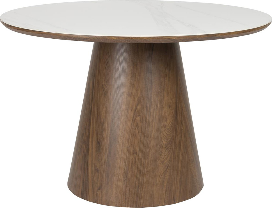 Elegant Rundt Spisebord Almira i Mørk Natur - Marmorlook