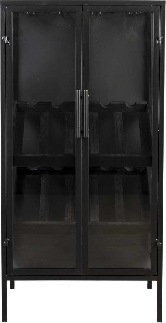 Vinskab Studio White Cabinet Antracit   10 Flasker  Glasophæng Til   Rækker  H103xb35xd52