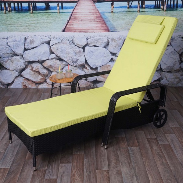 Polyrattan Aluminium Solseng Sort Luksus Solvogn   Liggestol