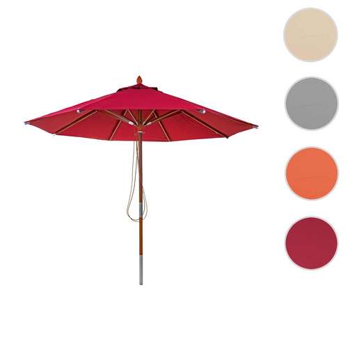Træparasol ø300 Luksus Bordeaux Rød Parasol Haveparasol ø3 Meter