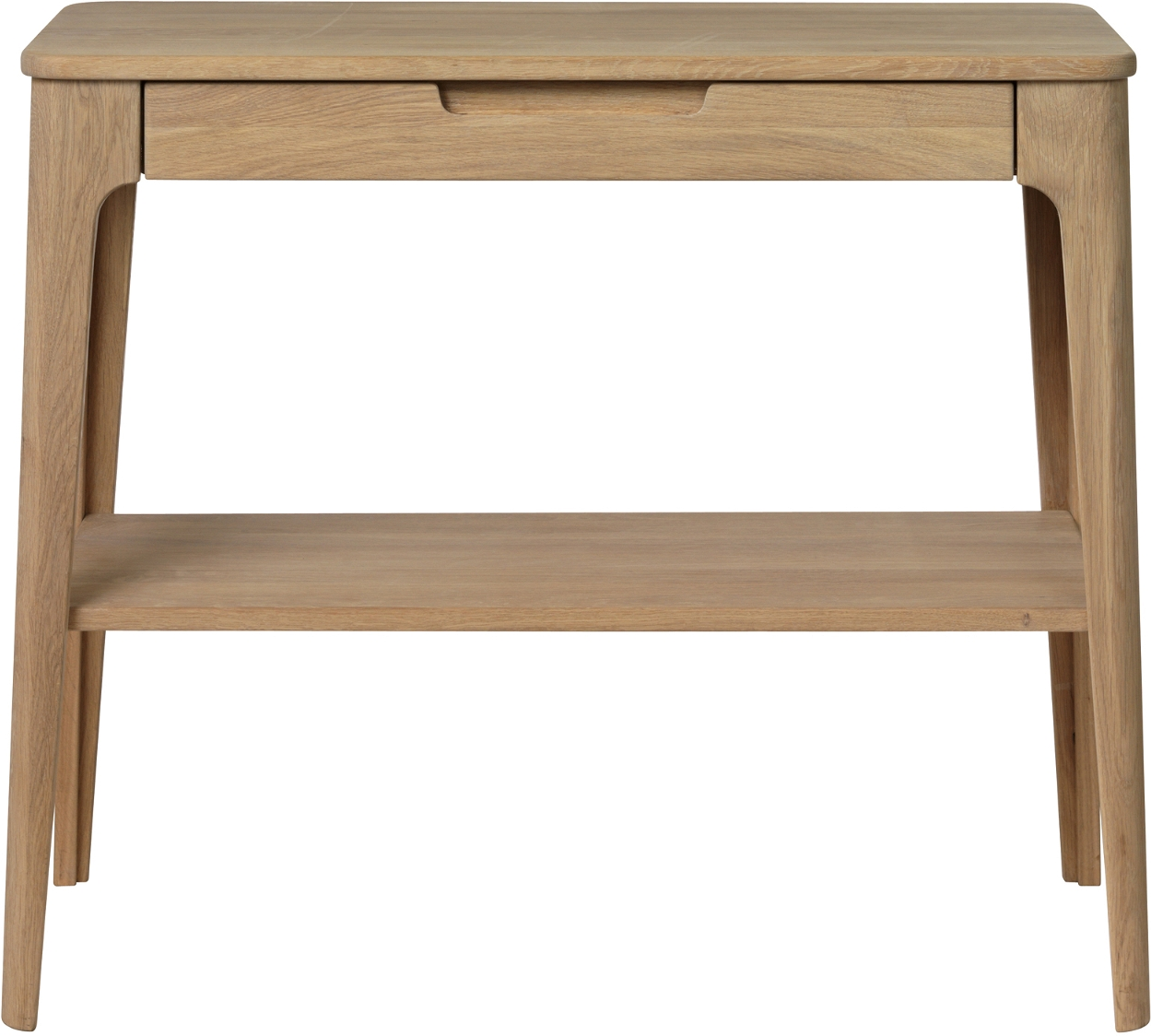 Konsolbord Amalfi Nordique Design   Massiv Egetræ Med Sort Metalbase  Skuffe   åben Hylde H78xb37xd90