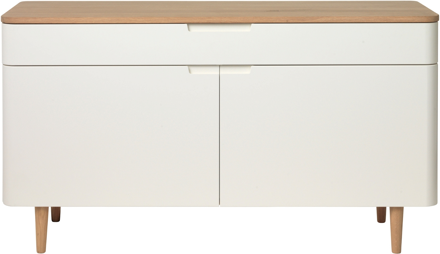 Skænk Sideboard Nordique Design Amalfi 76x140x44   Natur Egetræ   Hvid Mdf  Skandinavisk Design