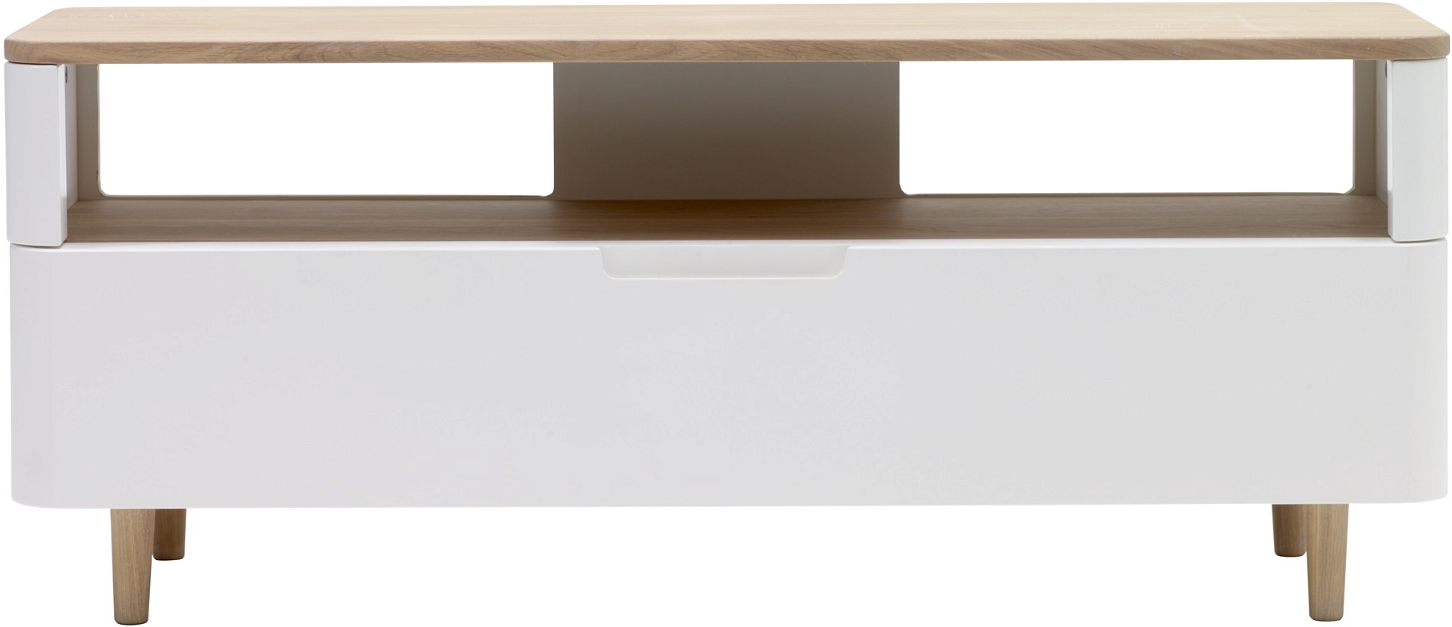 -bord Nordique Design Amalfi   Egetræ   Hvid Mdf 120ã 40ã 49   Med Skuffe   åben Hylde
