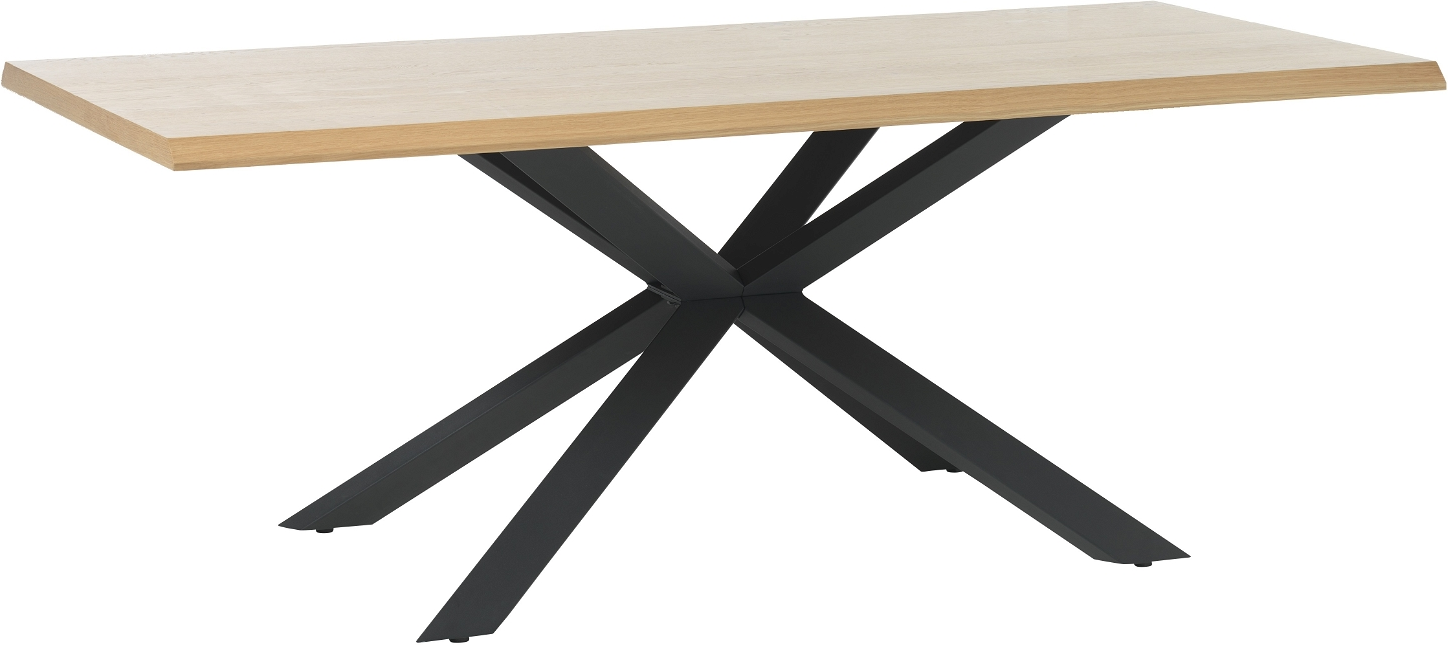 Spisebord Nordique Design Arno 200x100x75   Til   Pers    Naturlig Egetræs Bordplade   Sorte Metalben