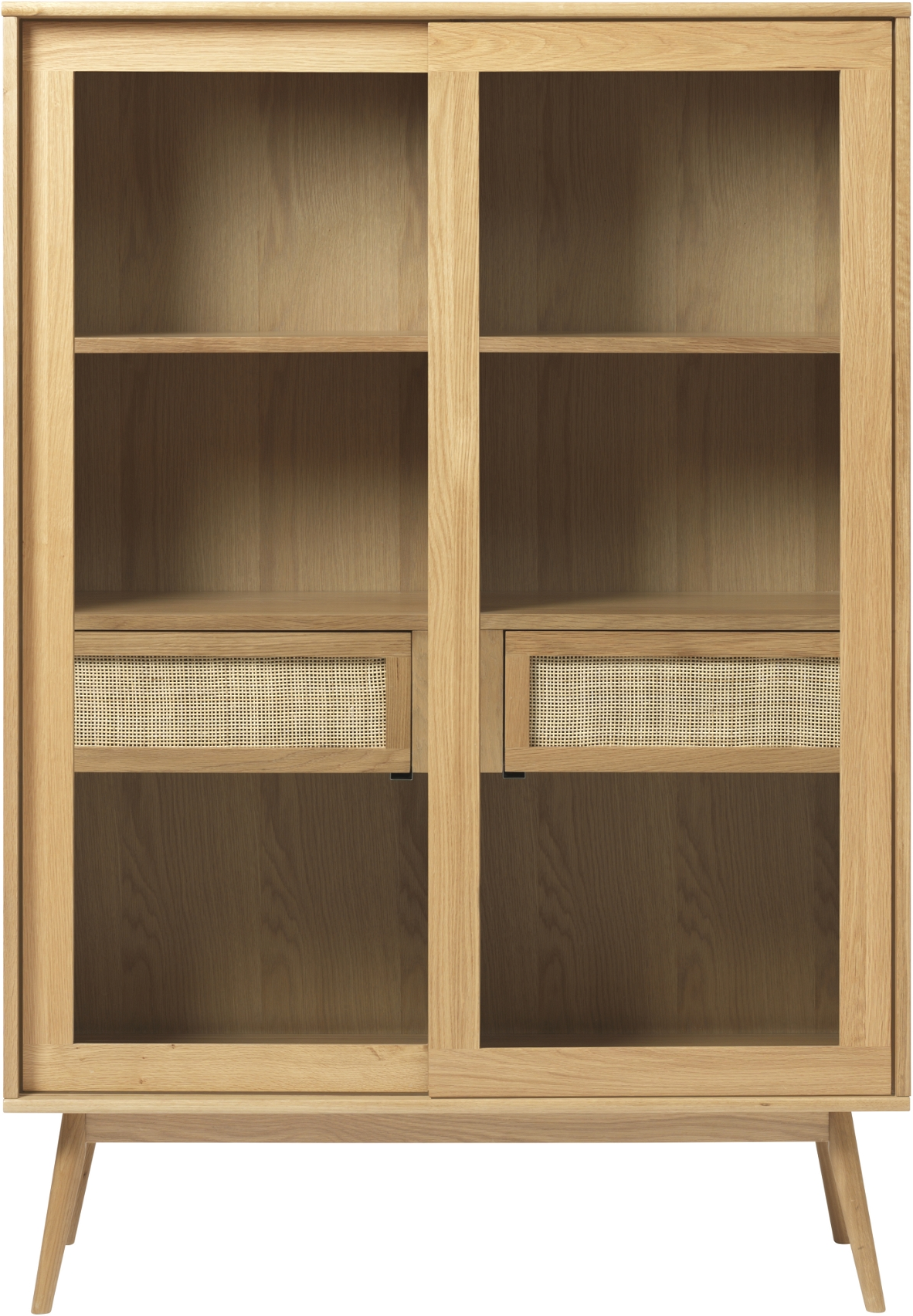 Vitrineskab Glasvitrine Nordique Design Barrali 160   110   40   Egetræ Rattan Natur