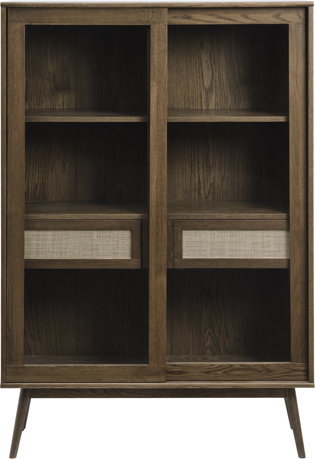 Vitrineskab Nordique Design Barrali Røgfarvet Egetræ   Rattan H160ã B110ã D40