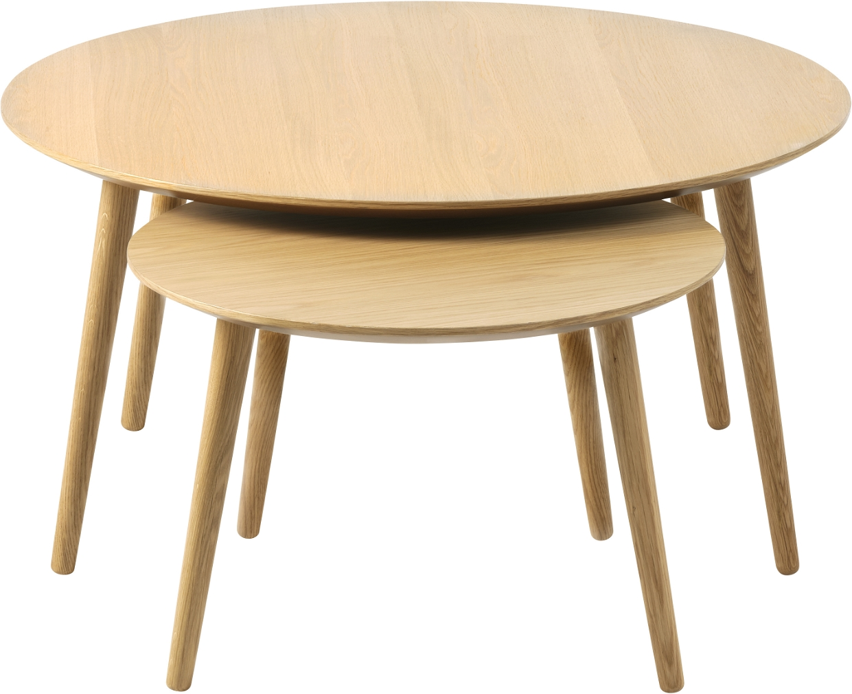 Sofabordssæt Nordique Design Adda    Runde Borde   Natur Egetræ Fsc-certificeret ø88 58 H45 41