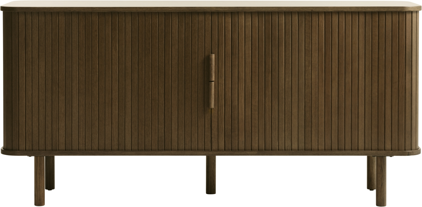 Opbevaringsskænk Nordique Design Cavo Med Røget Glasurlak Mdf Egetræsfinér Justerbare Hylder Egetræsben 160ã 45ã 76
