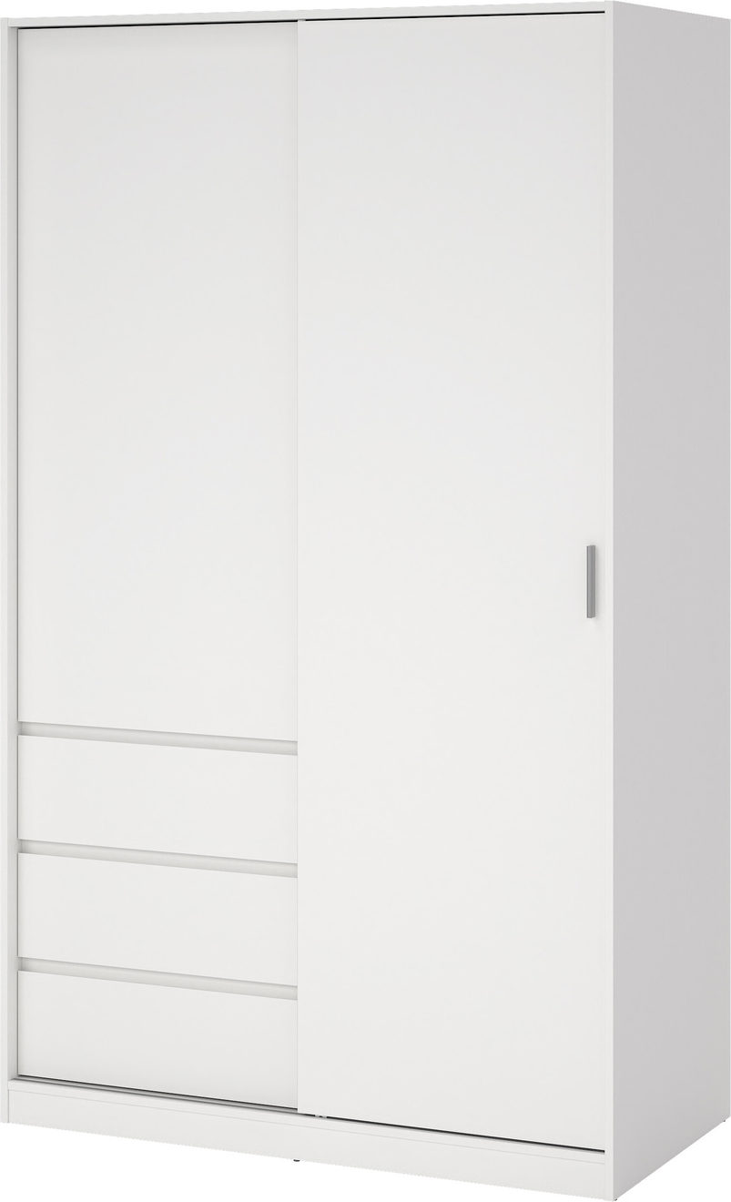 Garderobeskab Vesterholm Naia   Skydedør    Dør    Skuffer  H200ã B118 5ã D60    Hvid  Fsc
