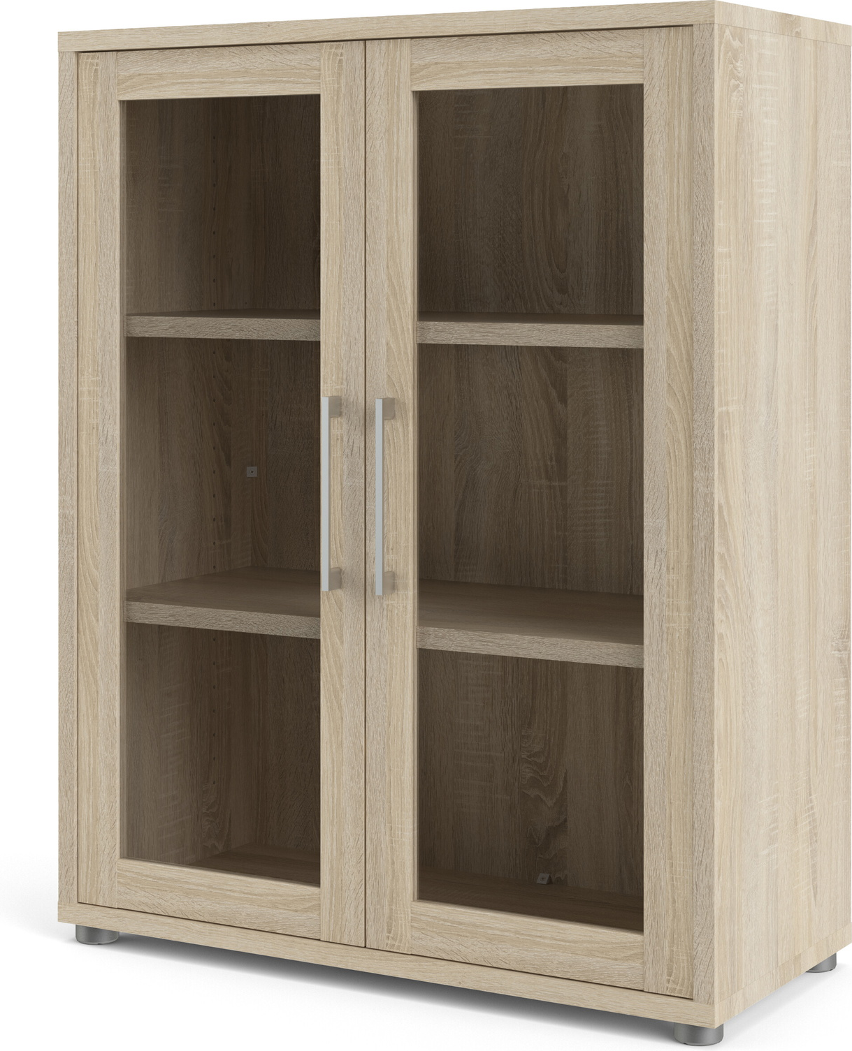 Bogreol Vesterholm Prima Med Glasdøre Egestruktur Natur Spånplade Med Folie H113xb89xd40