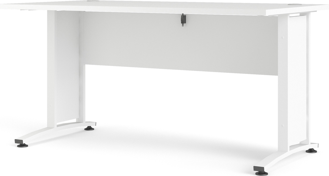 Skrivebord Vesterholm Prima 150x80 H74 Hvid Melamin Med Stålben