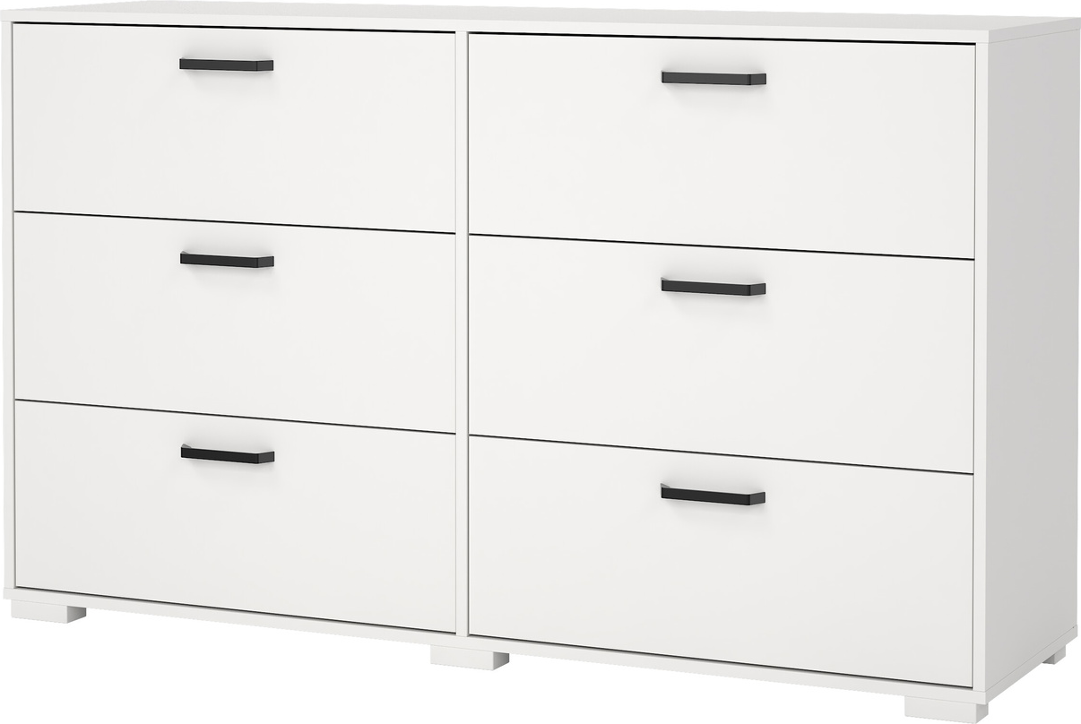 Dobbelt Kommode Vesterholm Sofia   Skuffer Hvid Sort B138 7ã D39 8ã H82