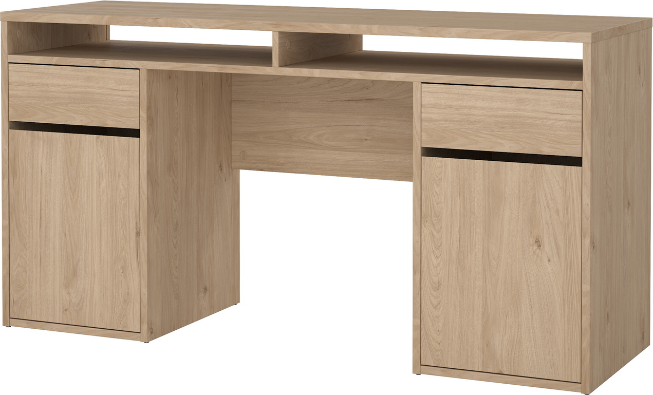 Skrivebord Vesterholm Function Plus Jackson Hickory Folie 149x48 Kompakt Arbejdsbord Med Skabe Skuffer Dansk Fsc-spånplade