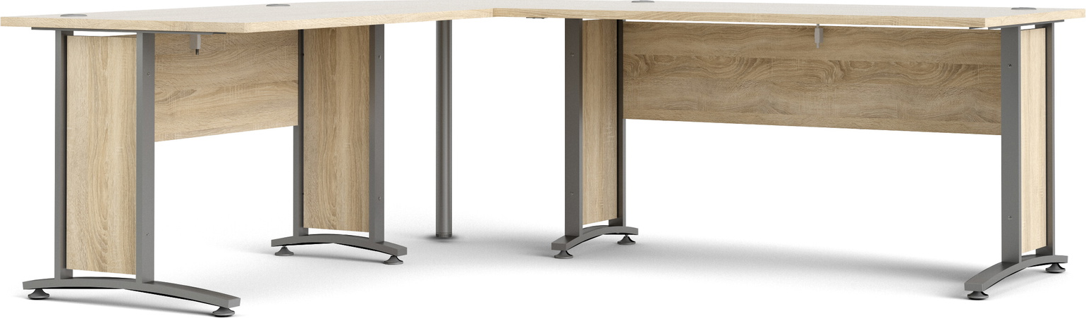 Hjørneskrivebord Vesterholm Prima 200x230 Natur Grå Folielook Sølvgråt Stel