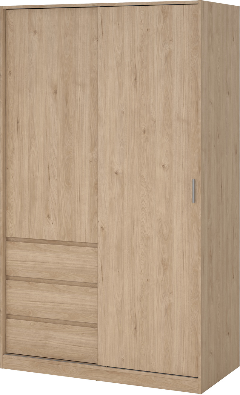 Garderobeskab Vesterholm Naia H200xb118xd60   Jackson Hickory Skydedør   Hængslet Dør    Skuffer  Fsc-cert
