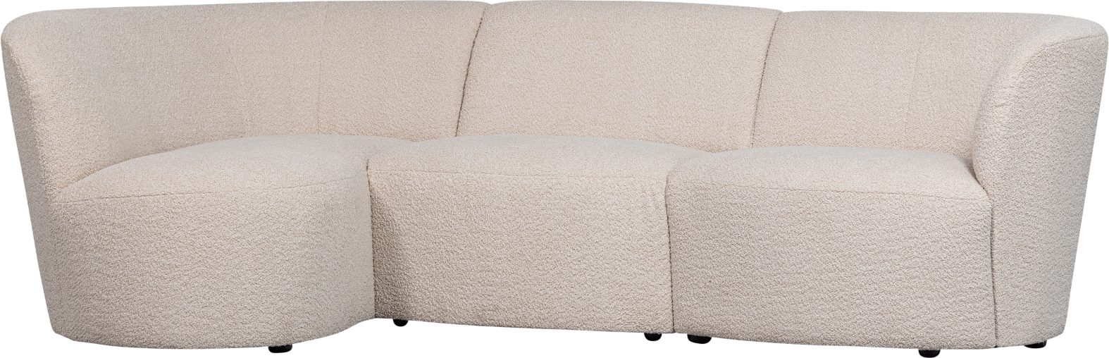Venstrevendt 3-personers Sofa Woood Coco i Creme Bouclé