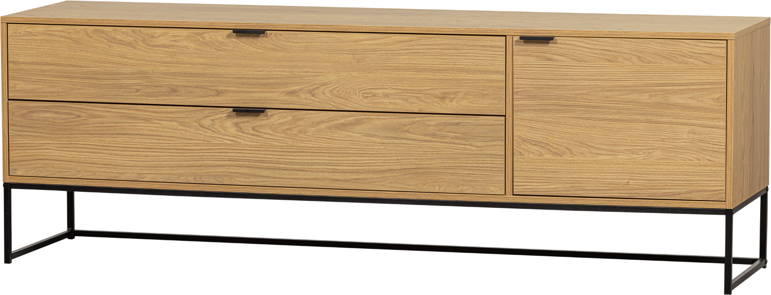 -bord Woood Silas L180xd44xh61   Natur Egetræ Med Sort Metalbase