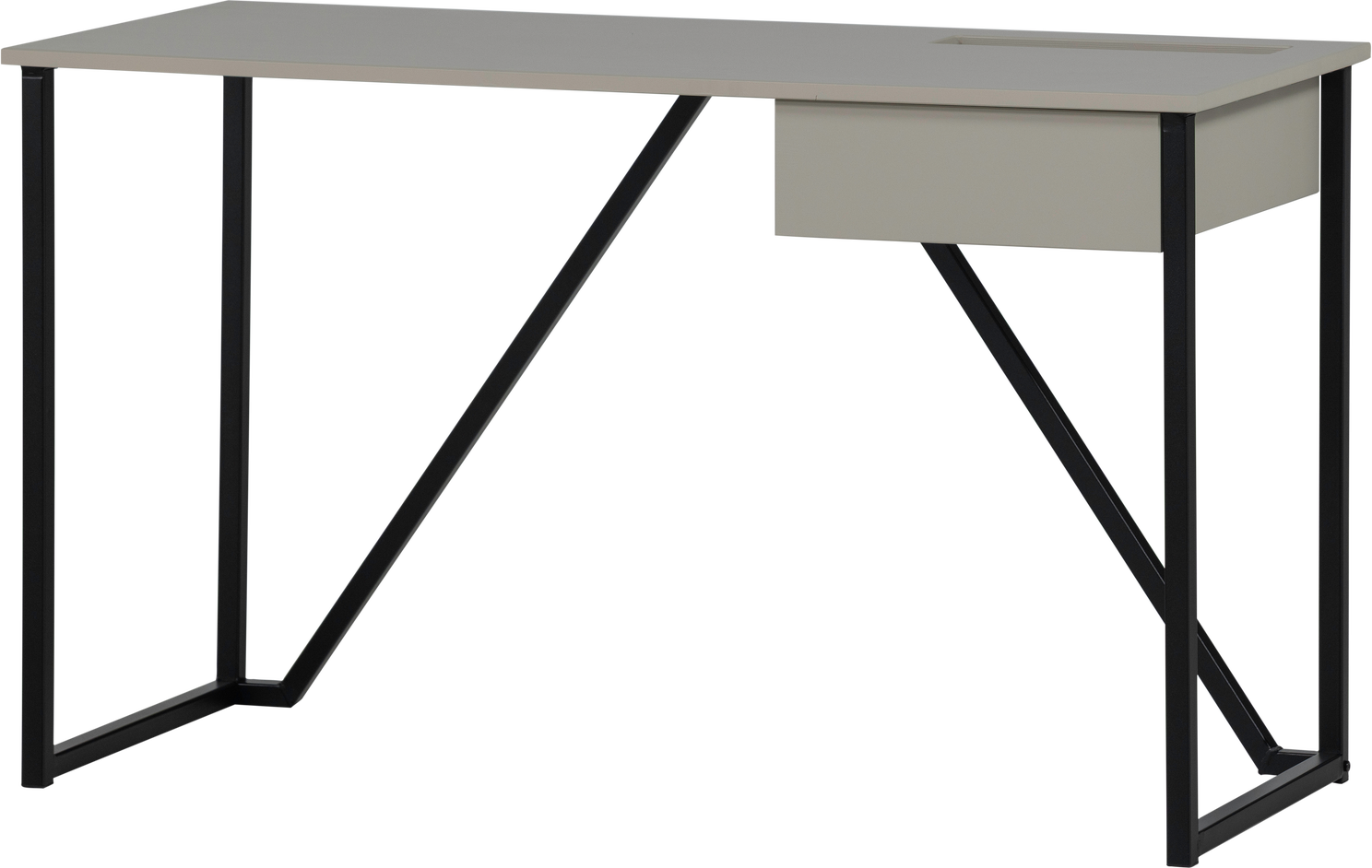 Skrivebord Woood Collection   Slebet Fyrretræ Dust  B126ã D53ã H75    Skuffe  Sort Metalben  Fsc Mix-certificeret