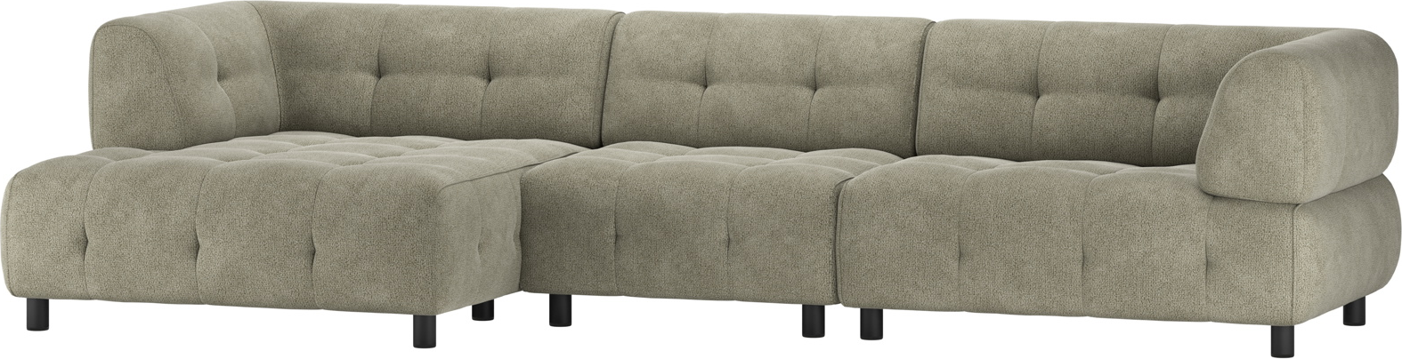 Venstrevendt Chenille Chaiselong Sofa Woood Louis - Grøn
